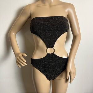 Brazilian Black Glitter Cutout Swimsuit beach soul